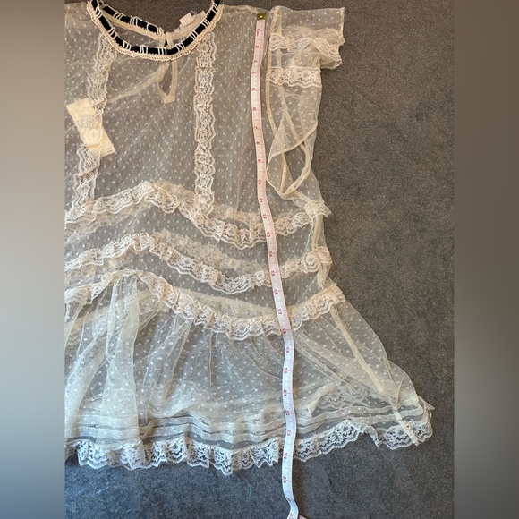 Forever That Girl Lacy Victorian Ruffled Tiered Sheer Blouse with Cami - Picture 10 of 11